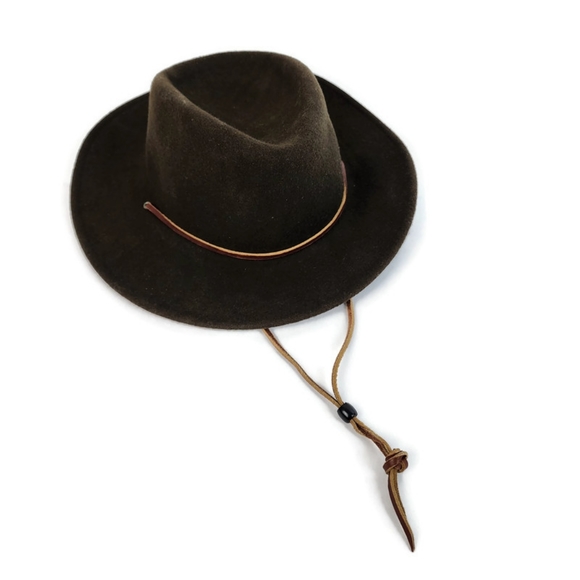 Leisure Felt Other - Leisure Felt Brown 100% Wool Hat with Leather Stampede Strings